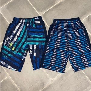 2 Pairs of Nike Athletic Shorts Blue/Green Size L